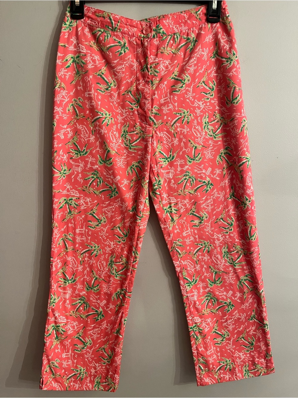 Lilly Pulitzer Pink Palm Tropical-Print Cropped Pants - Size 2